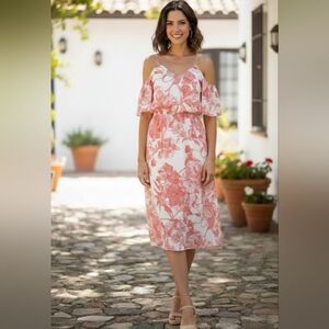 LOFT Floral Pink and White Women's Dress SIZE SP